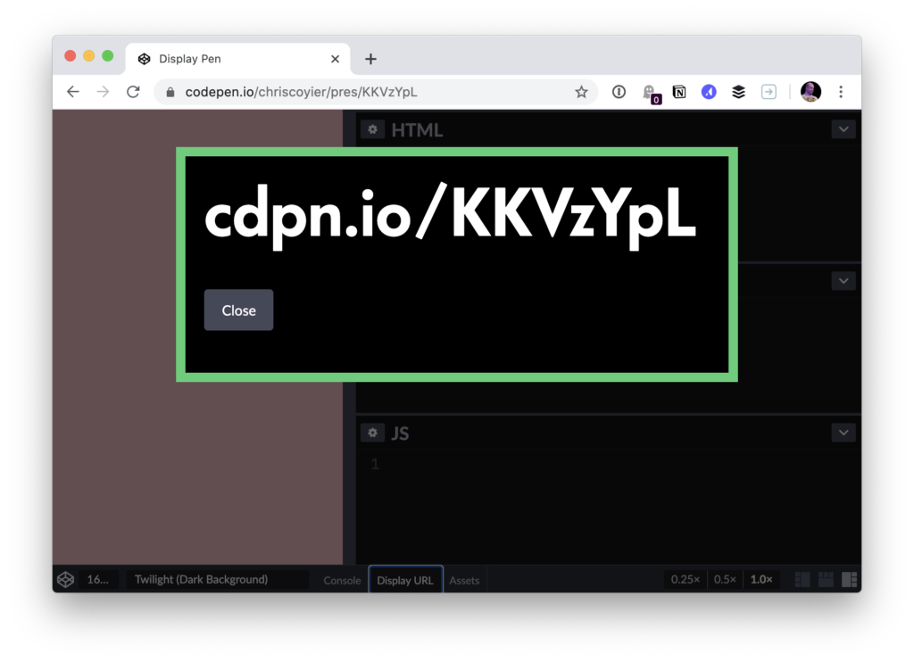 Presentation Mode – CodePen
