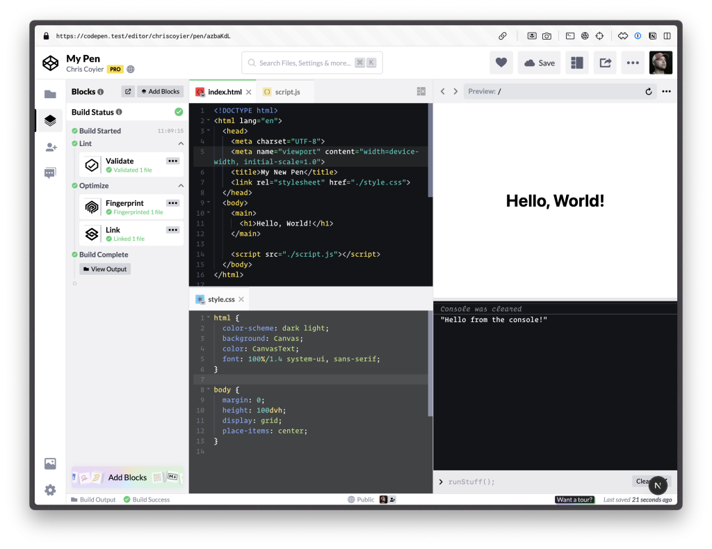 Editor View Button Codepen View Preferences – CodePen