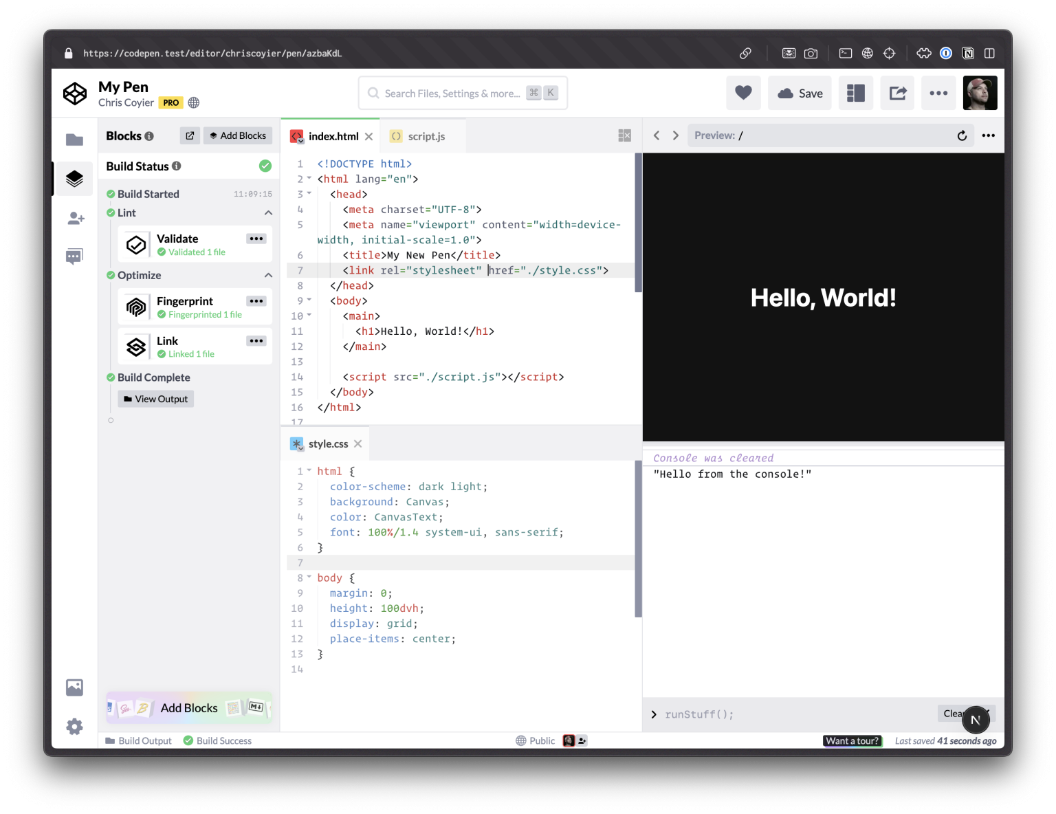 View Preferences – CodePen